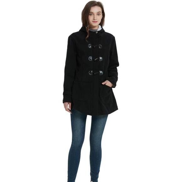 VOGRYE Womens Winter Fashion Outdoor Warm Wool Blended Classic Pea Coat Jacket - Picture 5 of 7
